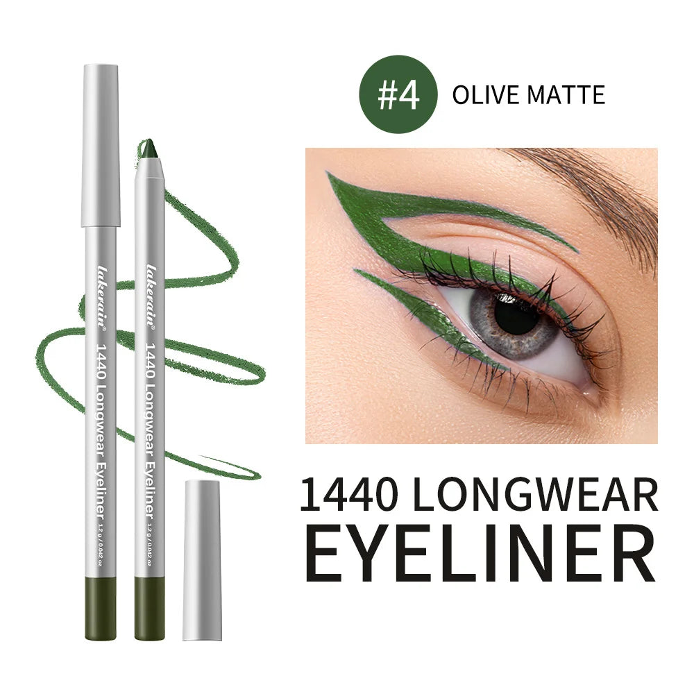 12 Colors Eyeliner Pencil Long-lasting Wear Waterproof Smudge-proof Smooth Precise Application Smokey Eyeliner Pencil Makeup Oasis Select Color 4