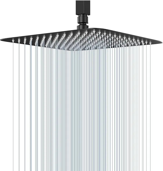New 1pcs 8/10/12 Inch Rainfall Shower Head Stainless Steel Ultra Thin Waterfall High Pressure Water Saving Bathroom Accessories Oasis Select Black Shower 12 inch