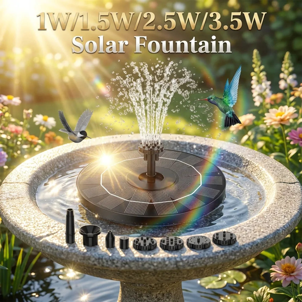 3.5W Solar Bird Bath Water Fountain Pump, with 6 Nozzles DIY Garden Ponds Pool Water Features, Ideal Outdoor Landscape Accessory Oasis Select