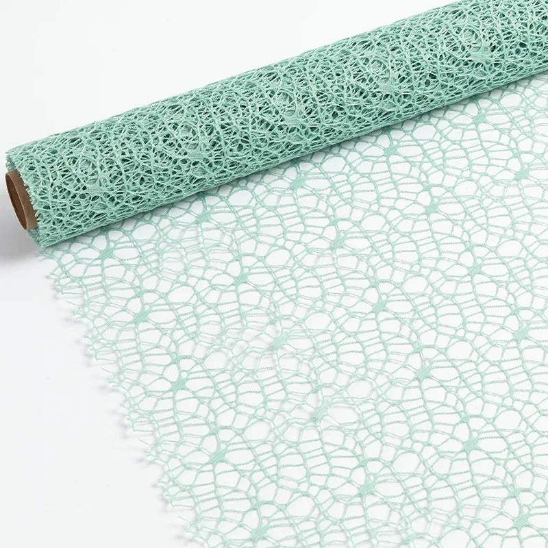50cm 5yards Flower Wrapping Gauze Bouquet Wrapping Lace Jacquard Net Flower Pattern Mesh Floral Wrapping Paper Valentine's Day Oasis Select Green