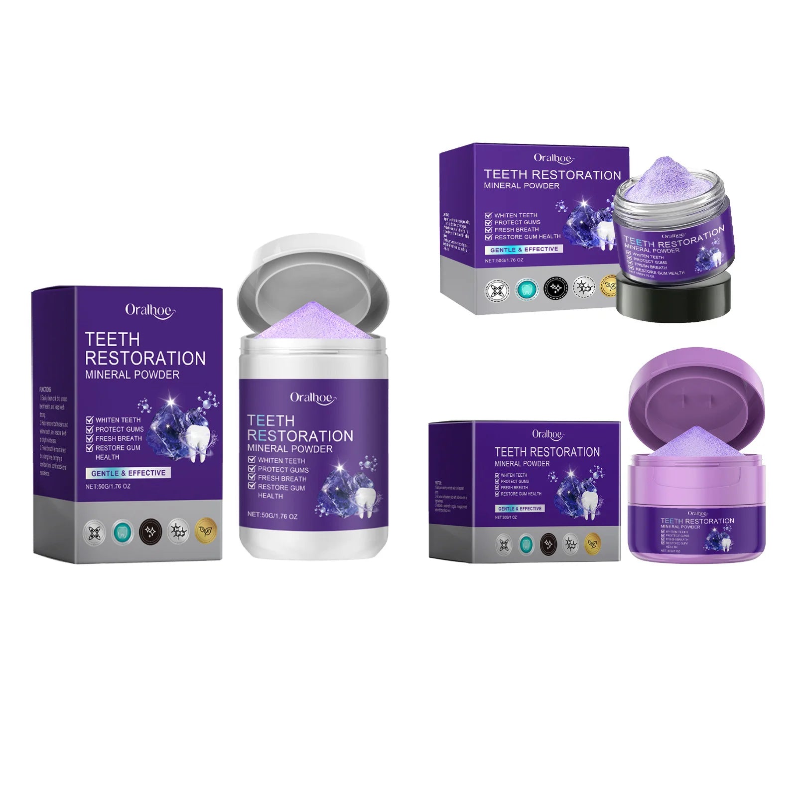 Oralhoe Purple Whitening Toothpaste & Tooth Brightening Powder