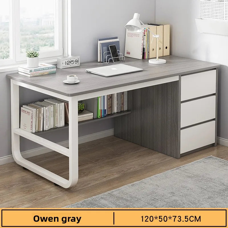Desk Desktop Computer Desk Simple Home Desk Student Bedroom Bookshelf Integrated Writing Desk Oasis Select Ash-120-50-A