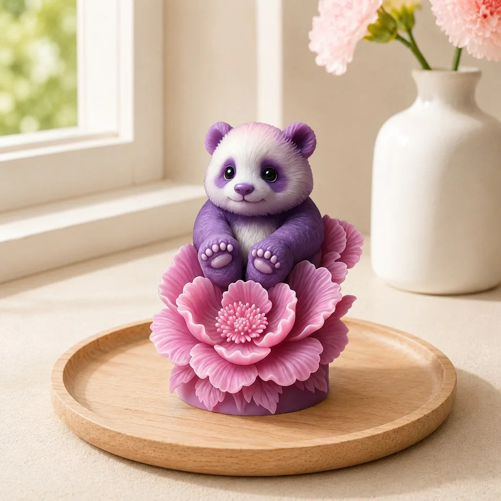 3D Panda Peony Silicone Candle Mold | Food-Grade DIY Craft