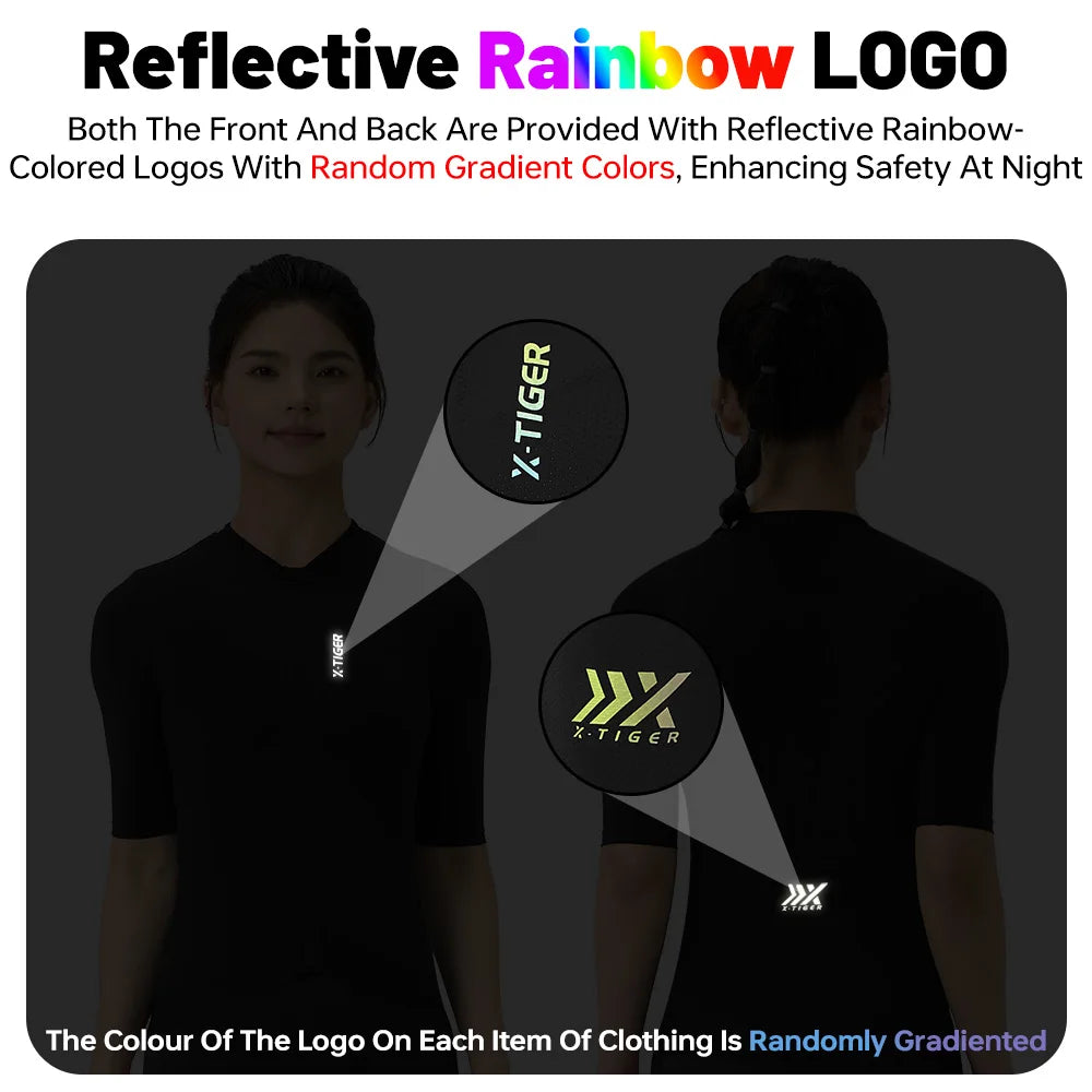 X-TIGER Women Cycling Jersey Breathable MTB Road Bike Short Sleeve Summer UPF50+ UV Protection Black White Bicycle Clothing Oasis Select