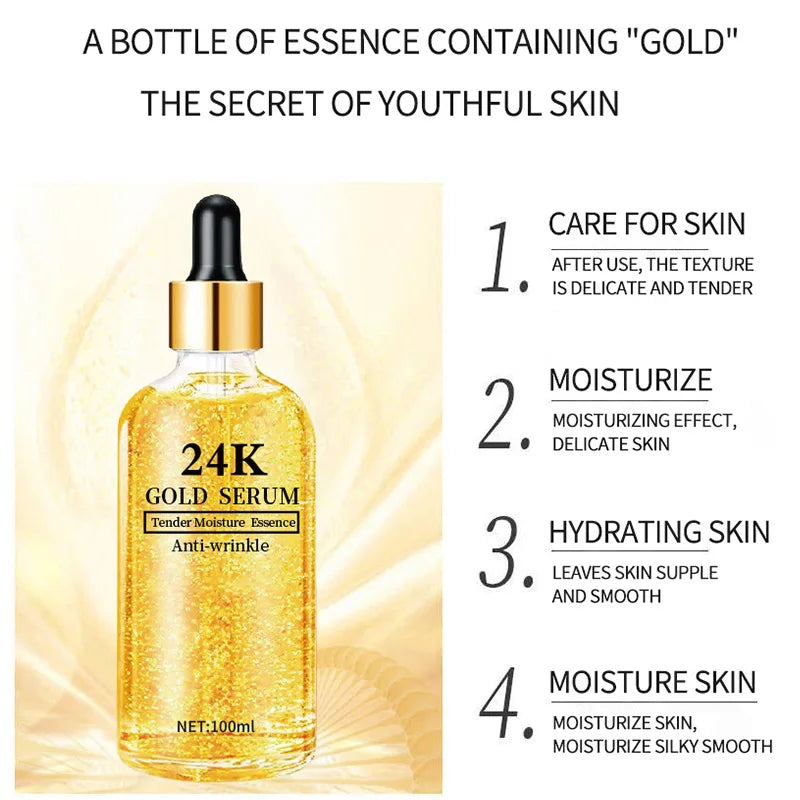 24K Gold Hyaluronic Acid Serum – Brightening & Hydrating 100ml Brightening Face Serum Oasis Select