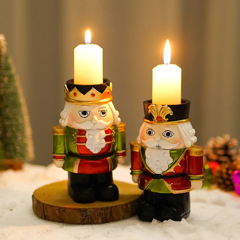 European-style Nutcracker Candlestick Christmas Ornament InS-style Home Desktop Decoration Resin Oasis Select