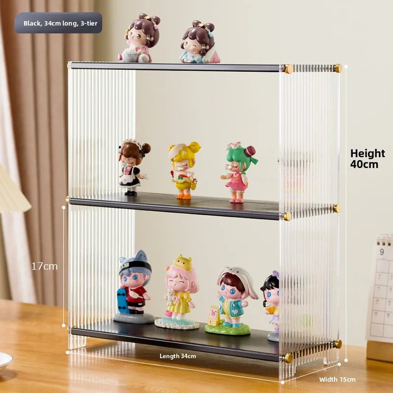 Blind box display stand Figure display case POP MART Lego doll building block storage desktop acrylic storage box Oasis Select Black three layers