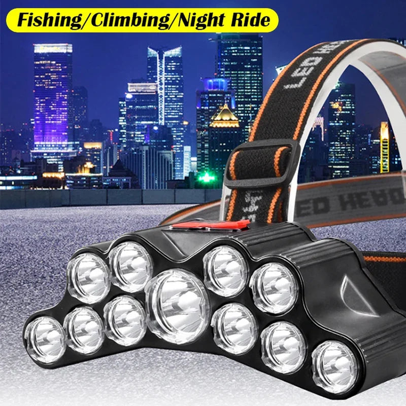 5/11 LED Headlamp Strong Light Head Lamp USB Rechargeable Headlight Built-in 18650 Battery Fishing Flashlight Outdoor Lantern Oasis Select