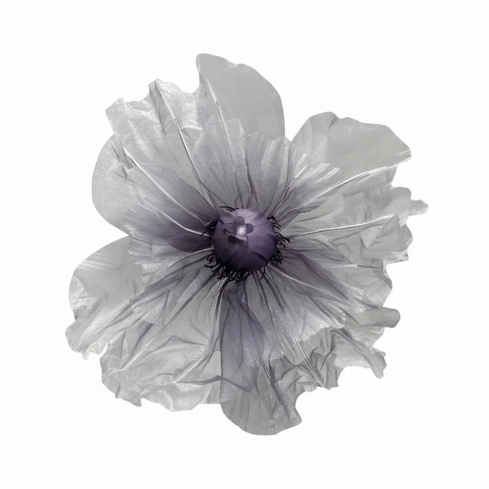 Single Flower Head Simulated Flower Silk Mesh Yarn Beautiful Decoration Silk Screen Flower Stand Props Large Poppy Oasis Select Purple