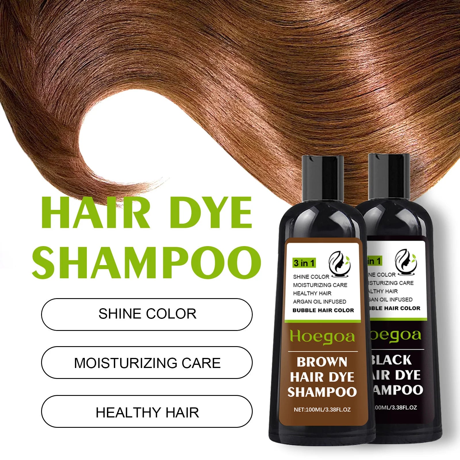Natural Hair Dye Shampoo Brown Black Hair Dye Cover Gray White Hair Nourish Permanent Color Hair Coloring Shampoo For Women Men Oasis Select
