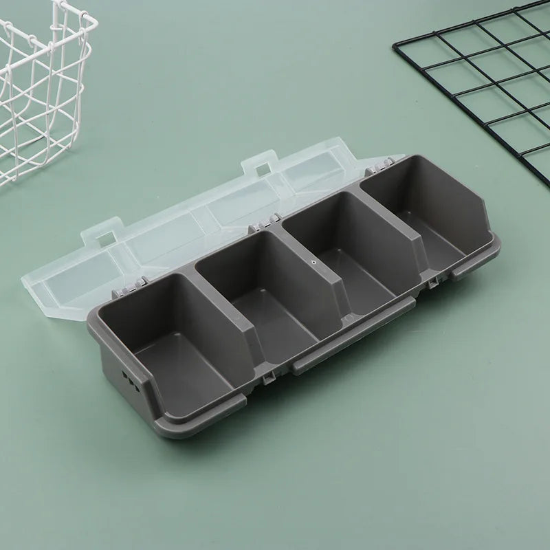 1Pcs Parts Storage Box Plastic Screw Organizer Box with 4 Compartment Tool Part Container Bin with Lid Display Storage Case Oasis Select Gray