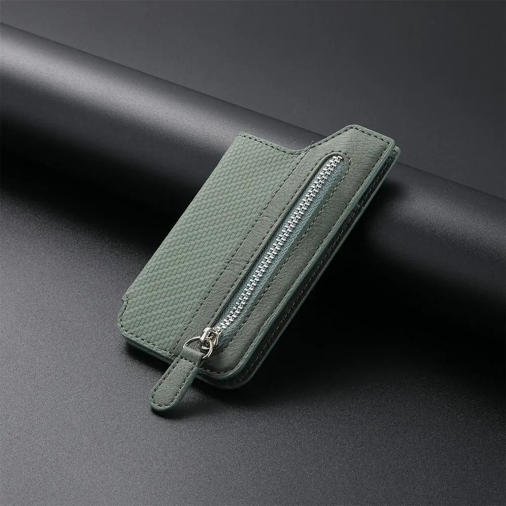 Leathe Mobile Card Bag Phone Pocket Sticker Back Cover Phone Wallet Stick Phone Pouch Phone Card Holder Wallet Case Oasis Select Green--
