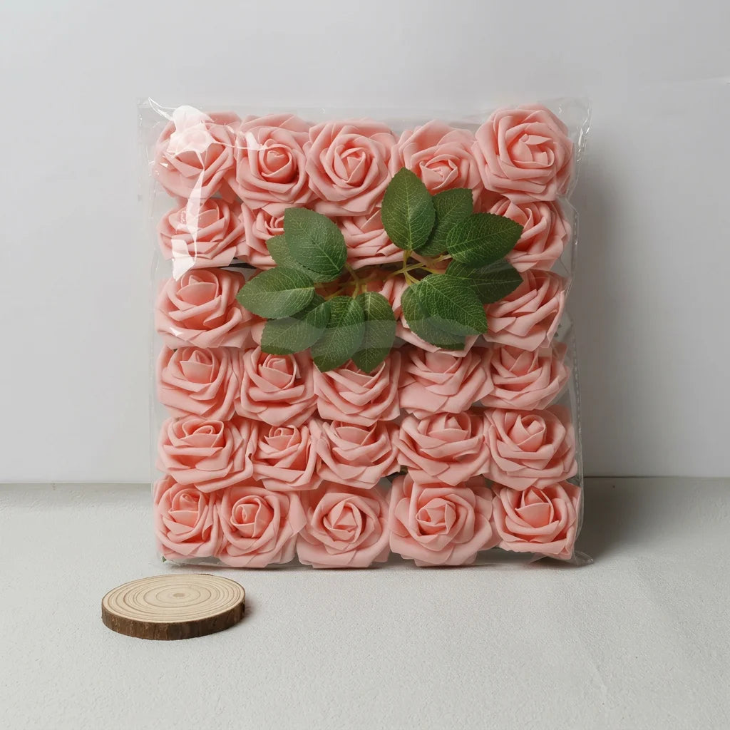 30 Pieces Artificial PE Foam Roses Fake Rose Flowers for DIY Bridal Bouquet Wedding Valentine's Day Party Decoration Oasis Select Nude Pink-30pcs