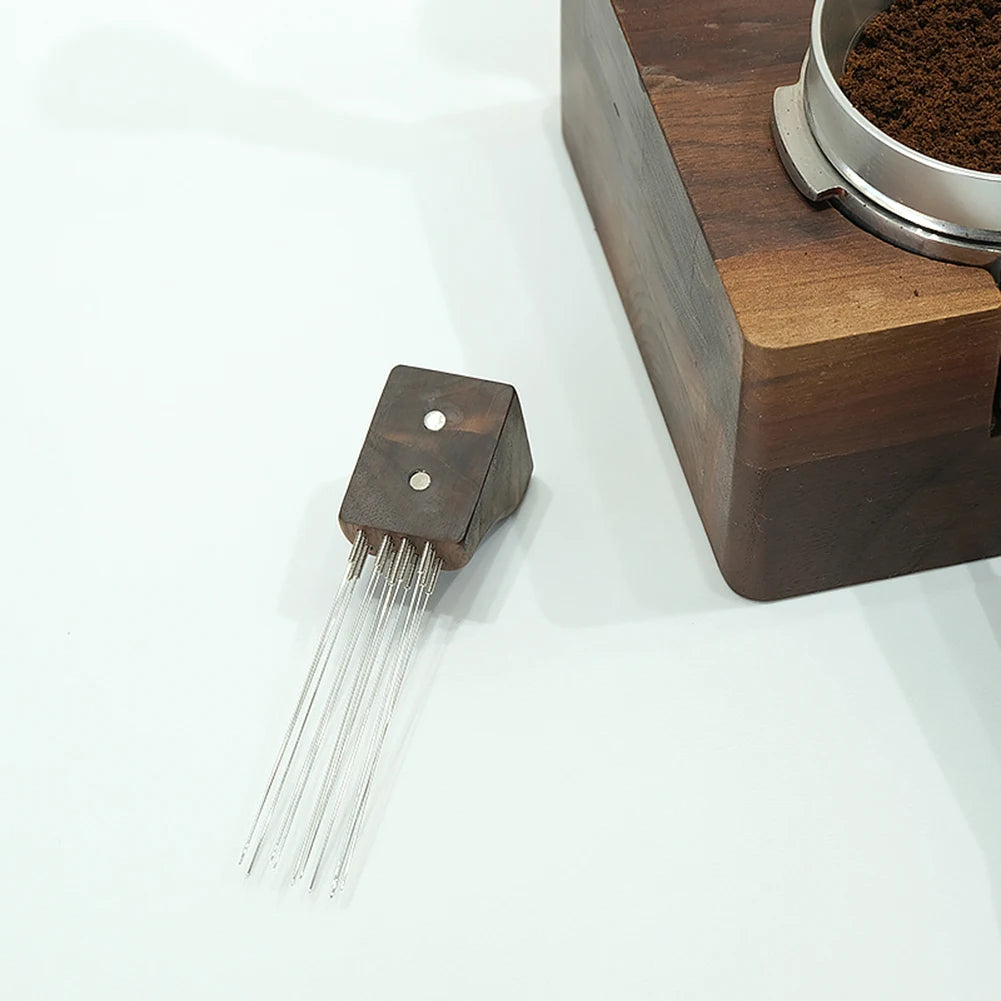 Magnetic Espresso Coffee Distribution Needle Tool | Wood & Steel