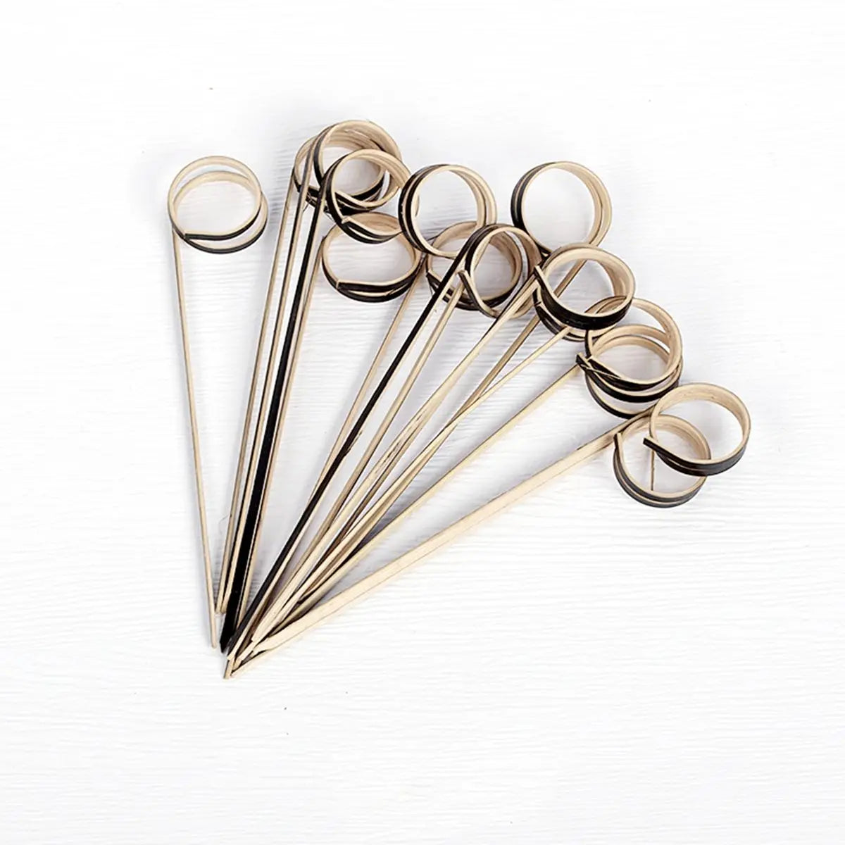 Bamboo Cocktail Picks & Appetizer Skewers 100 Pcs | Ring Loop