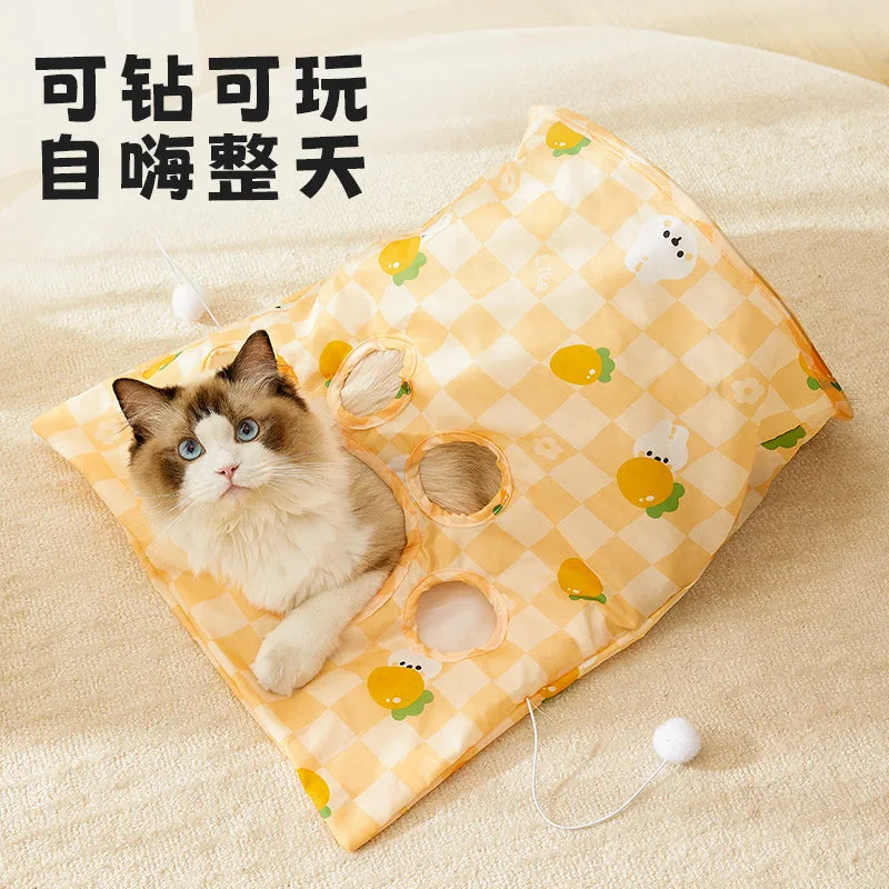 New Foldable Ring Paper Cat Tunnel Toy Cat Drill Pocket Rolling Earth Dragon Channel Toy Oasis Select Yellow Carrot Rabbit