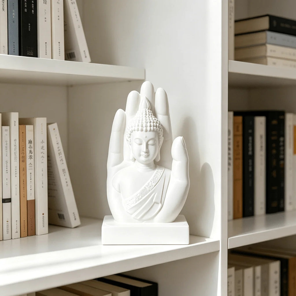 Palm Buddha Statue Zen Style 3D Printing Handheld Shakyamuni Figurine Ornament Meditation Home Yoga Rooms Office Spiritual Decor Oasis Select