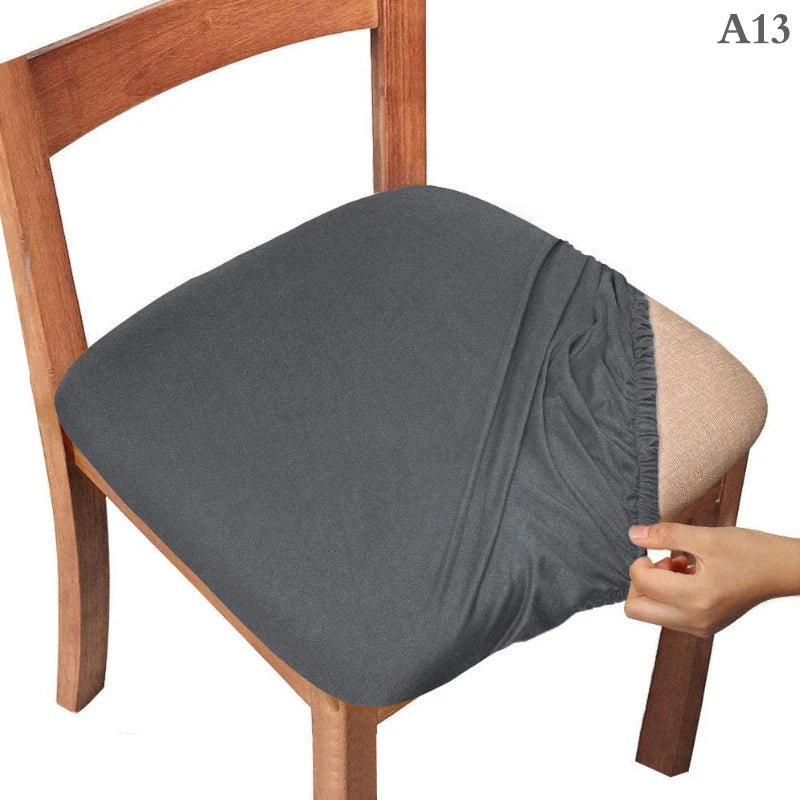 Dining Room Chair Cover Seat Covers Spandex 13solid Colors Removable Washable Elastic Cushion Covers For Home Oasis Select Dark gray
