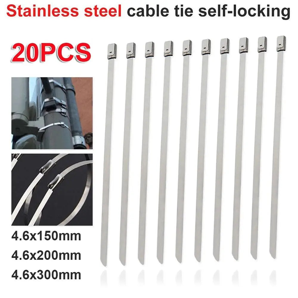 Silver Heavy Duty 304 Stainless Steel Cable Ties Tight Self-Locking Cable Zip Tie 4.6mm Exhaust Wrap Locking Ties Multi-Purpose Oasis Select