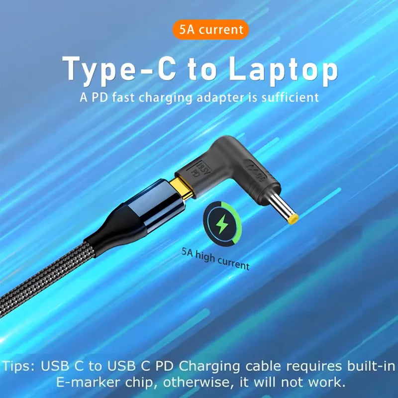 100W USB-C to DC Laptop Charger Adapter – HP Dell Asus Lenovo Laptop Charger Adapter Oasis Select