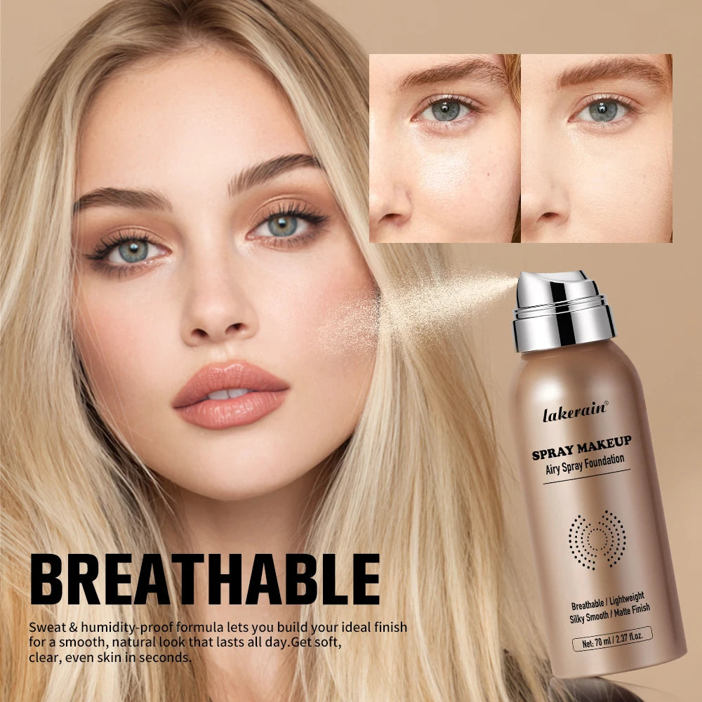 Magic Airbrush Foundation Airy Spray Makeup Silky Mist Buildable Coverage Waterproof Sweat Proof Flawless Matte Finish Oasis Select
