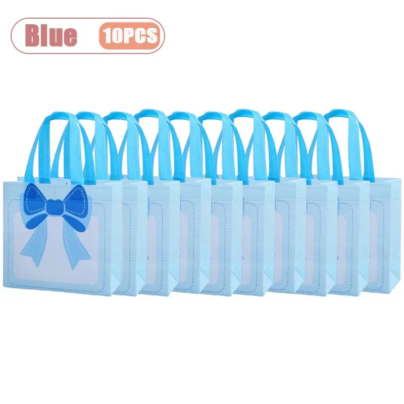 1-20PCS Valentine‘s Day Gift Bags Premium Non-Woven Tote for Birthday Party Favors Handmade Treat Bags Elegant Favor Bags Oasis Select Blue-10PCS