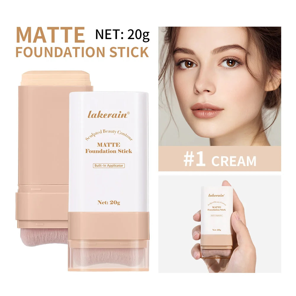 Matte Foundation Stick Waterproof Coverage Travel Flawless Eraser Foundation Stick Lightweight Enhance Skin Radiance Face Makeup Oasis Select 01 Cream