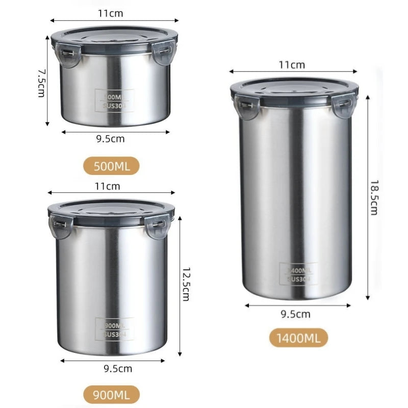 Vacuum Sealed Jug Coffee Beans Stainless Steel Airtight Container Kitchen Food Grains Candy Preserves Freshness Storage Jar Oasis Select