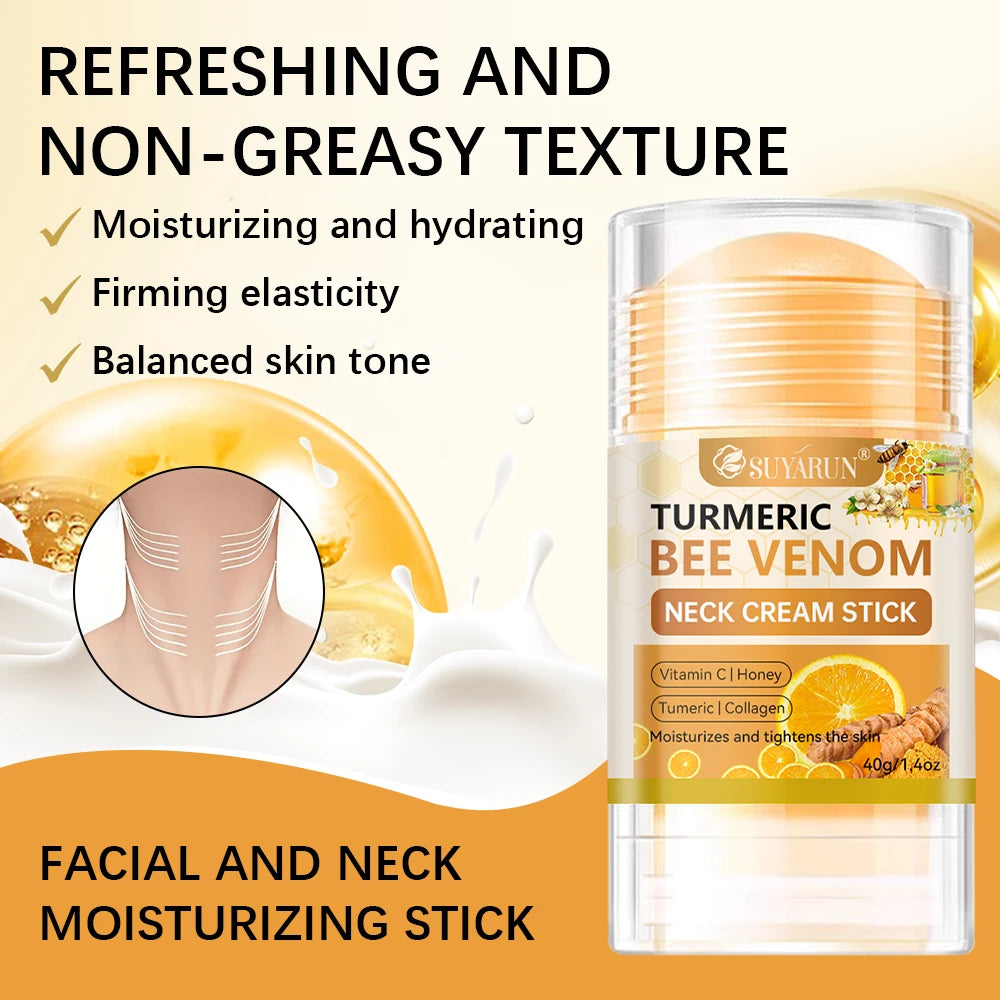 SUYARUN Turmeric Bee Venom Neck Cream Stick – Firming & Anti-Aging Neck Firming Cream Oasis Select