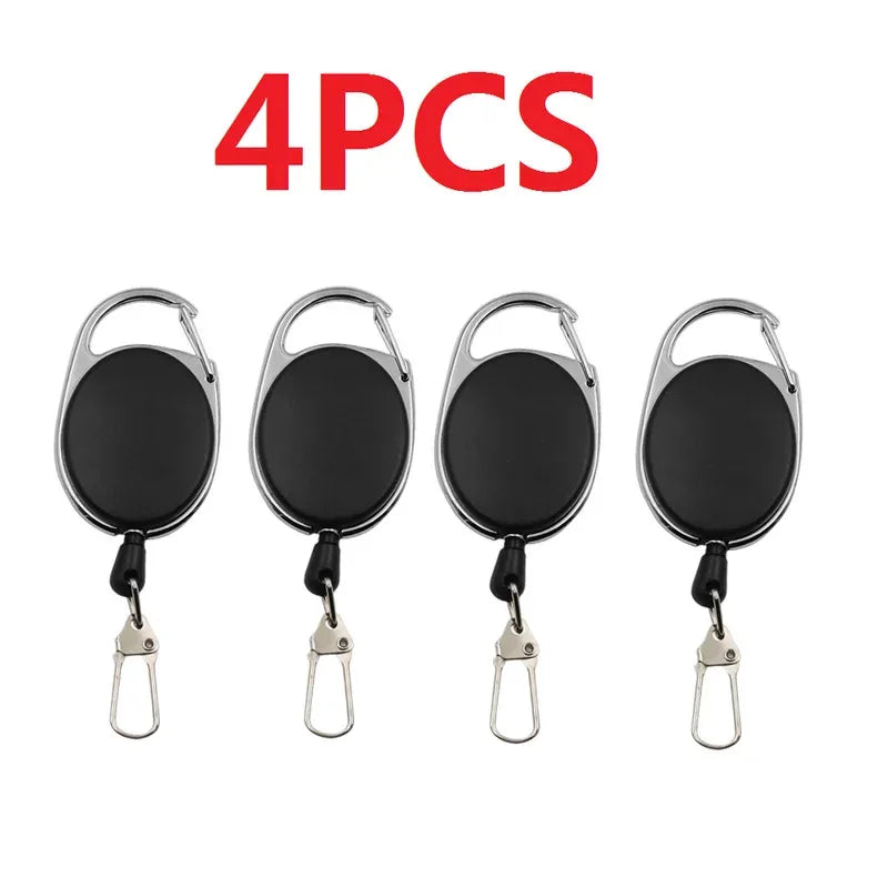 3-24pcs Retractable Keychain Badge Scroll ID Badge Holder Card Holder Backpack Lanyard Hiking Buckle Key Ring Retractable Tool Oasis Select
