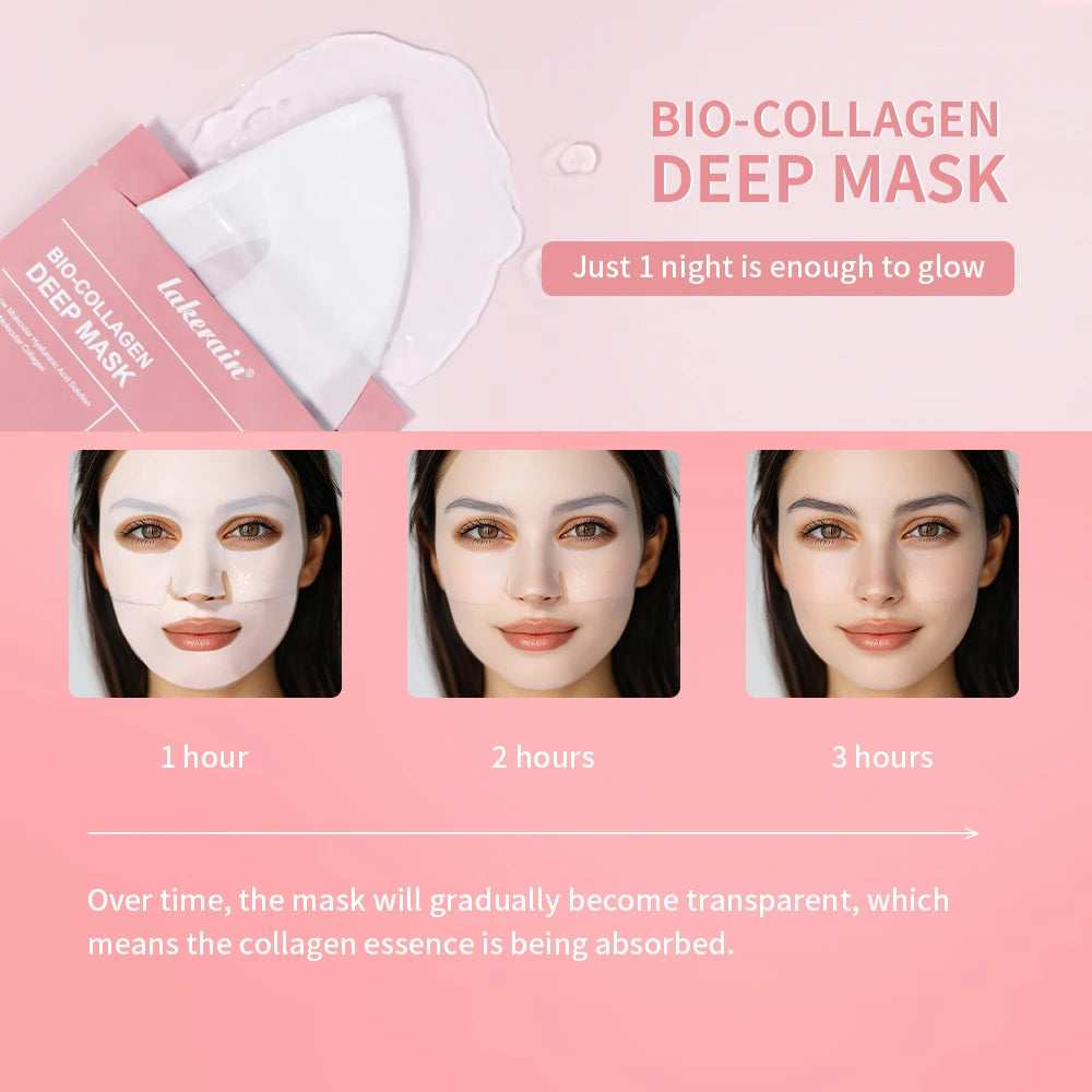 Bio-Collagen Real Deep Mask Supplement Collagen Hydrating Overnight Hydrogel Mask Elasticity Improvement Pore Minimizing Firming Oasis Select