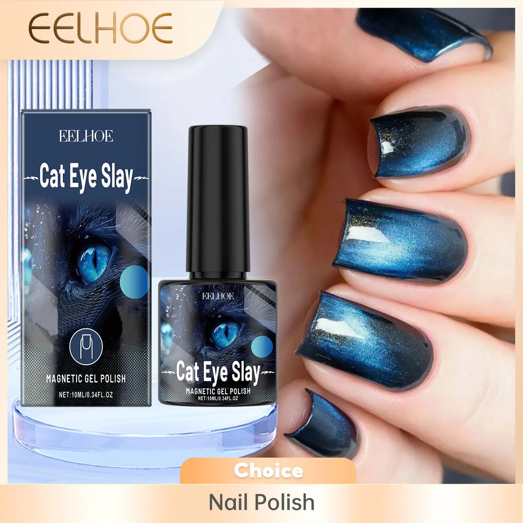 Eelhoe Cat Eye Magnetic Gel Nail Polish – Black Blue 10ml Magnetic Gel Nail Polish Oasis Select
