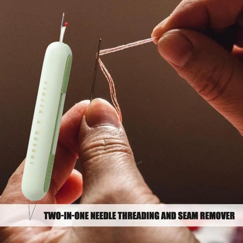 Needle Threader Seam Ripper 2-in-1 Manual Threader Stitching Remover Household Sewing Accessories Double End Design Needle Work Oasis Select