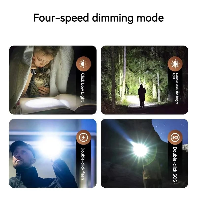 ZHIYU 1200LM Tactical Flashlight USB-C Rechargeable Zoomable Torch