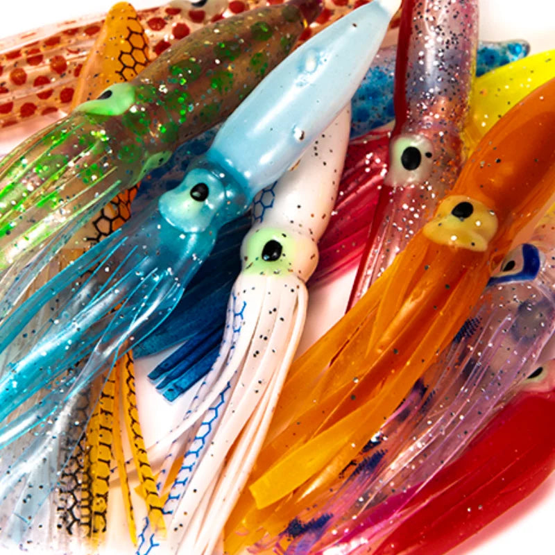 10pcs 8cm Soft Lure Squid Artificial Bait Lures Octopus Tuna Sailfish Baits Random colour Oasis Select