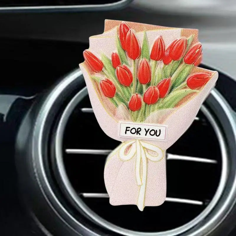 Sunflower Rose Bouquet Car Vent Aromatherapy Diffuser Plaster Floral Air Freshener Ornament Car Aromatherapy Accessories Oasis Select