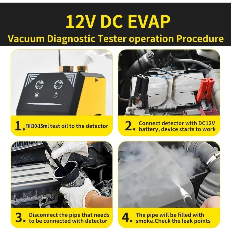 EVAP Smoke Machine 12V DC Built-in Air Pump & Compressor Motor Automotive Smoke Machine for Cars Motorcycles Trucks Boats & ATVs Oasis Select