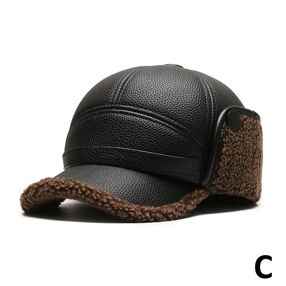 2025NEW Winter Warm Ear Protect Cap High Quality Men Outdoor Warm Faux Fur Bomber Hat Ear Warm Man Gift for Dad Grandpa Oasis Select C