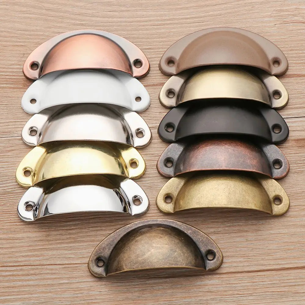 2PCS Antique Brass Shell Pull Handles Retro Iron Wardrobe Door 98MM Furniture Hardware Fittings Kitchen Drawer Knobs Cabinet Oasis Select