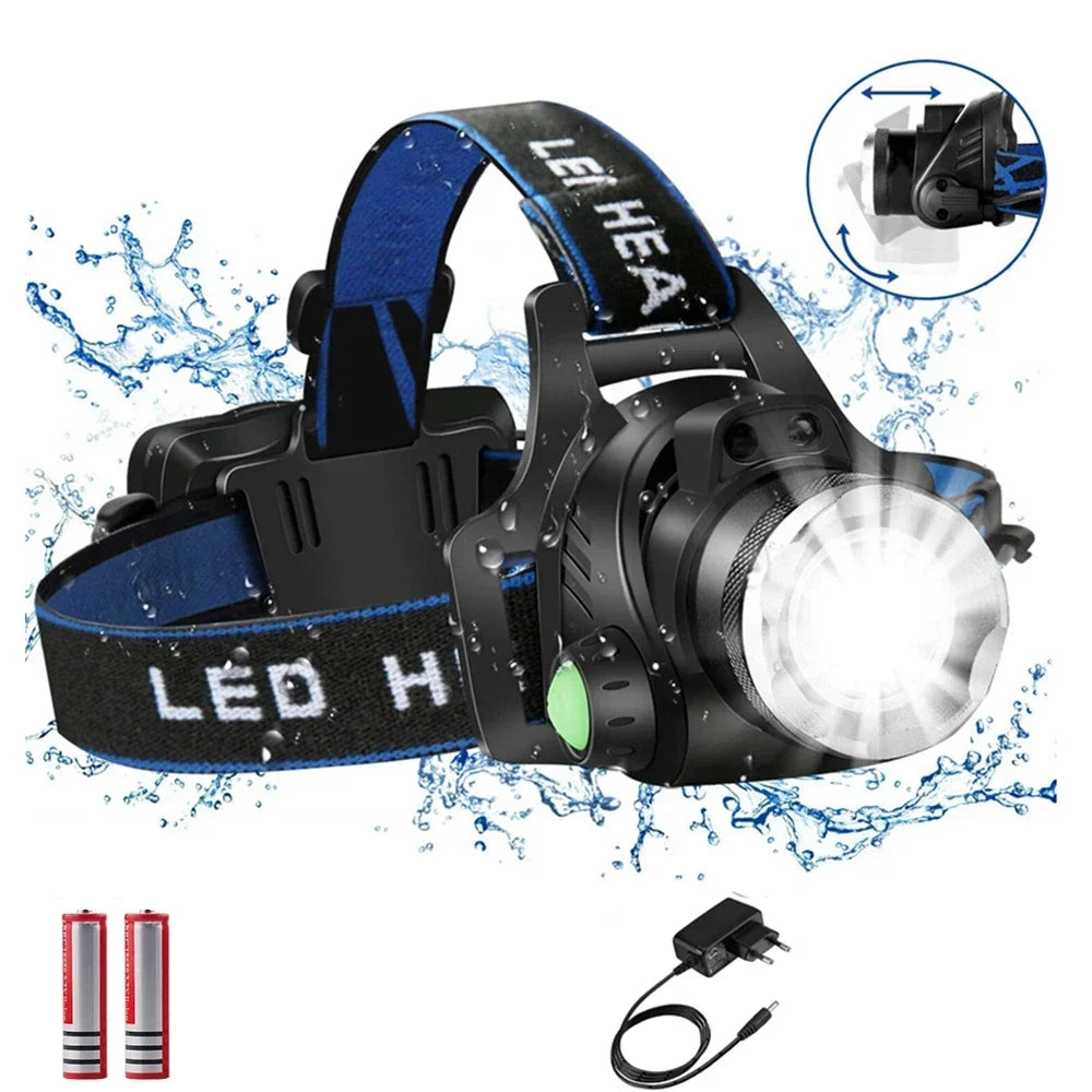POCKETMAN 30000LM LED Headlamp – Zoomable, Waterproof, 3 Modes