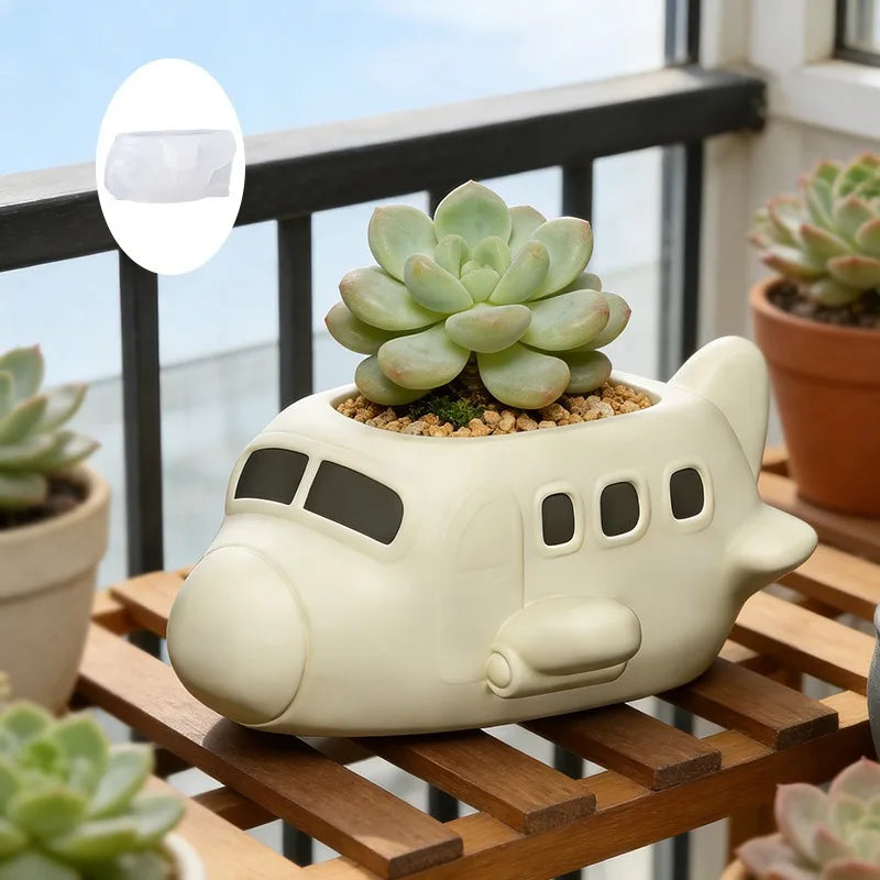 Cute Airplane Silicone Mold for Planter, Gypsum Cement Craft Mold, Home Garden Desktop Decor, Candle/Soap Making Tool Oasis Select