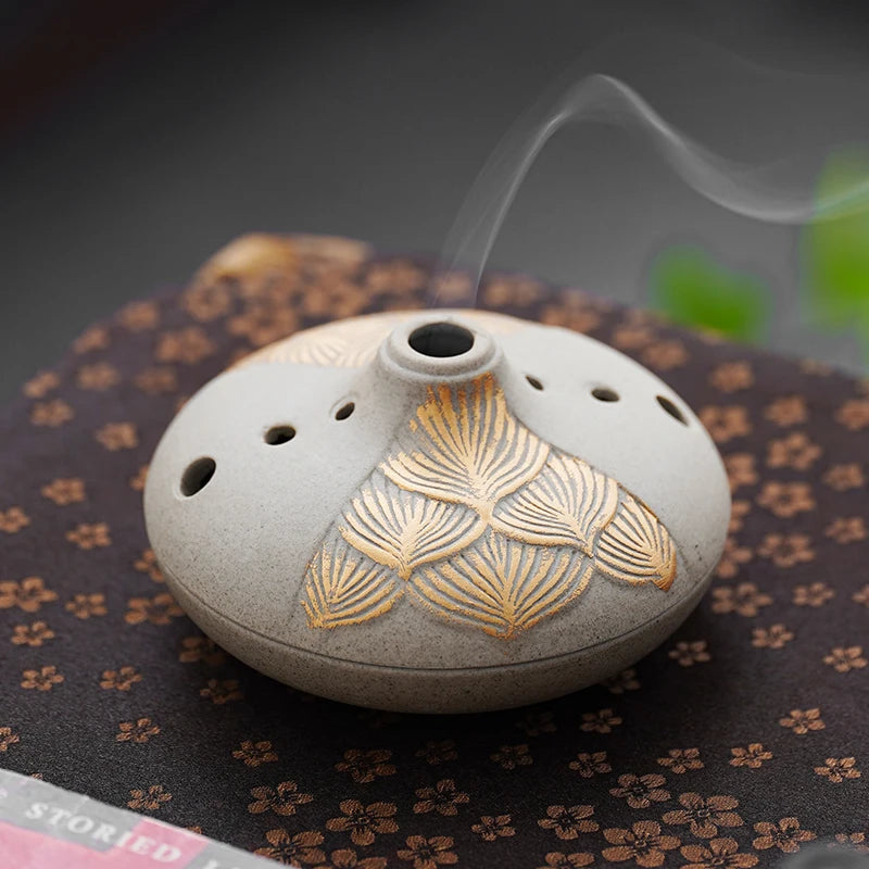 Lotus Incense Burner Tao Sha Tea Dish Incense Burner Wormwood Mosquito Repellent Household Indoor Creative Aromatherapy Stove Oasis Select A