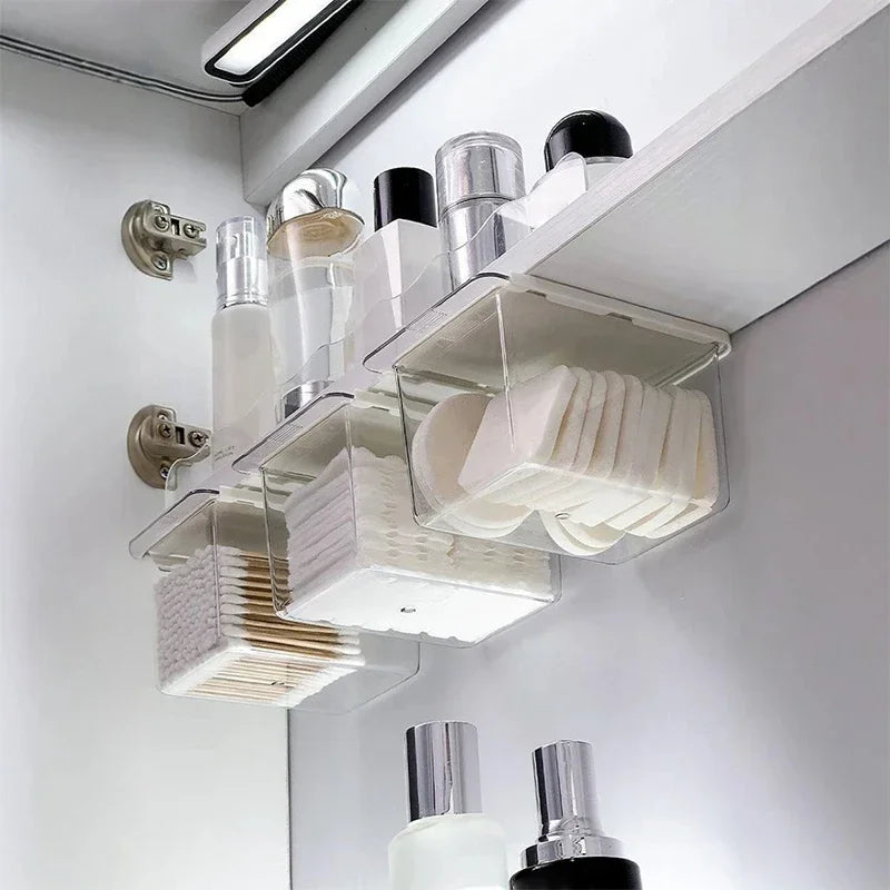 Transparent Bathroom Cotton Stick Makeup Cotton Bathroom Pull-Out Storage Drawer Style Storage Box Under The Mirror Cabinet Oasis Select