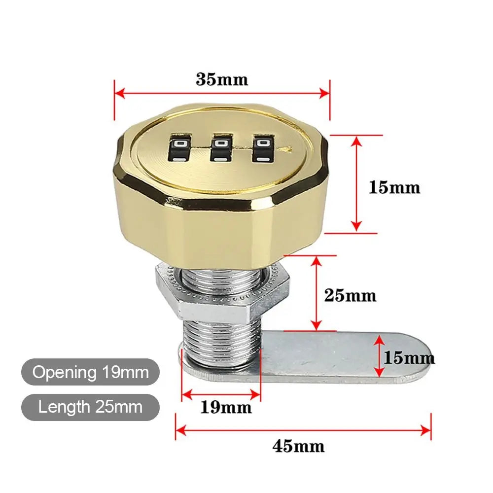 Cabinet Mailbox Password Locker 3 Digital Code Combination Lock Cupboard Drawer Password Locker Oasis Select 25mm-Color 3