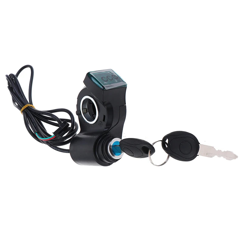 Electric Bicycle Thumb Throttle Voltmeter Digital Voltage Display Switch Power With Key Lock E-Bike Finger Thumb Throttle Oasis Select 1pcs