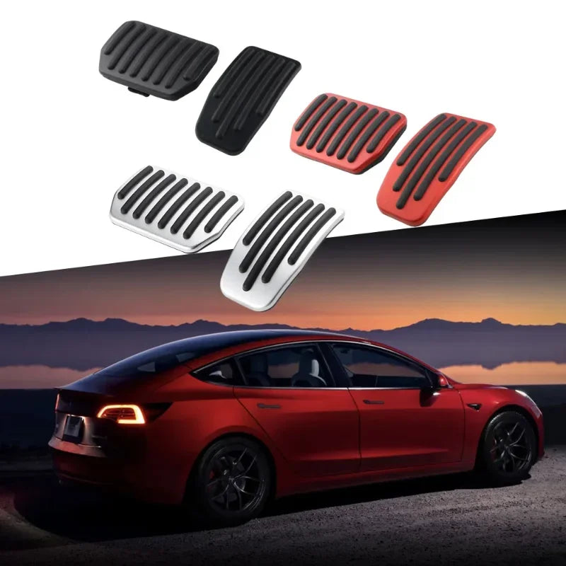 Futhope Car Foot Pedal Pads Covers For Tesla Model 3 Y Highland 2021-2024 Litchi grain anti Slip Accelerator Brake Rest Pedal Oasis Select