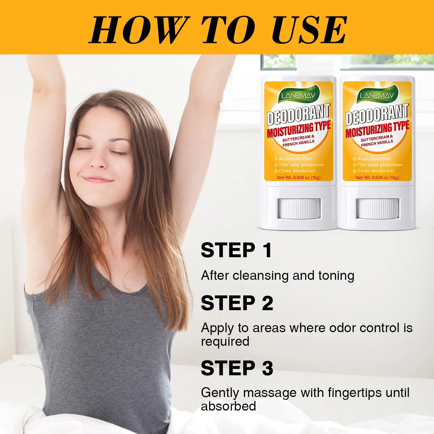 Lanemay 72-Hour Moisturizing Deodorant Stick – Aluminum-Free