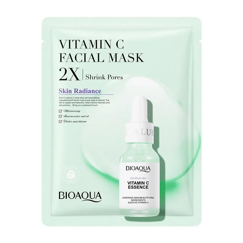 20 Pieces BIOAQUA Centella Collagen Vitamin C Facial Mask Moisturizing Refreshing Sheet Masks Hyaluronic Acid Skin Care Products Oasis Select 20 pieces vitamin c