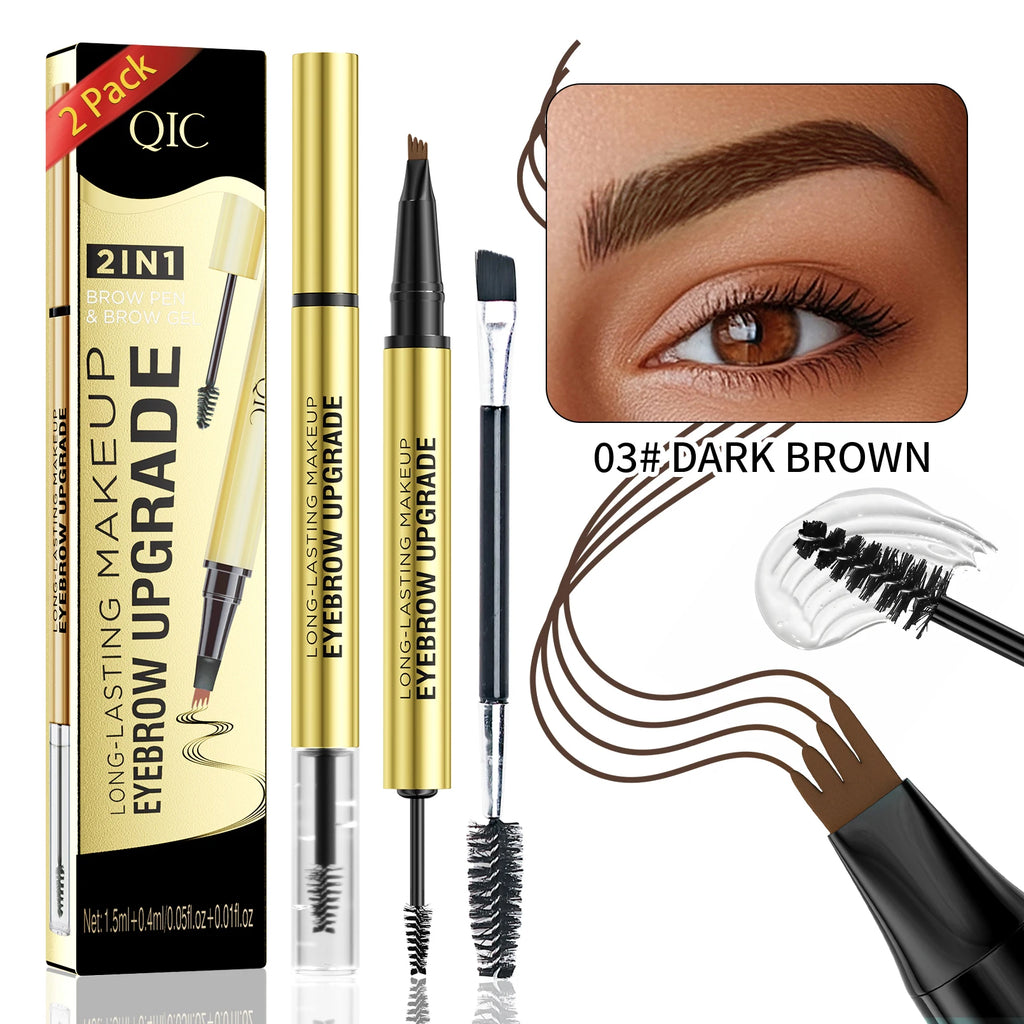 QIC 4-Tip Waterproof Liquid Eyebrow Pen – 5 Colors