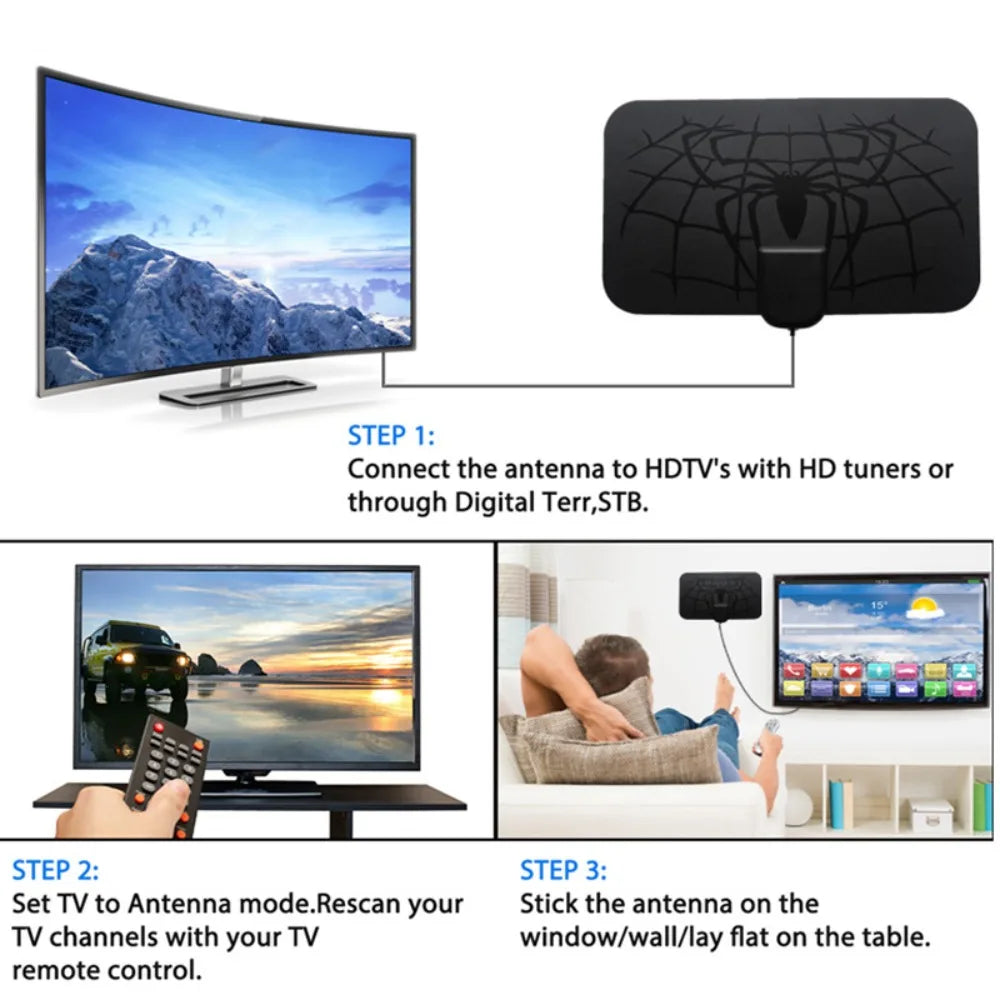 2025 Newest TV Antenna Indoor HD Digital 4K 1080p for All Smart TVs 360 Signal Booster Amplifier with 35m Cable UHF VHF Oasis Select